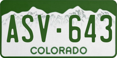 CO license plate ASV643