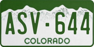 CO license plate ASV644