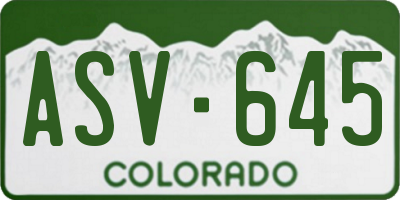 CO license plate ASV645