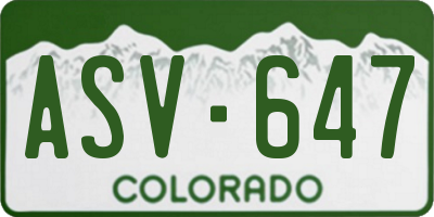 CO license plate ASV647