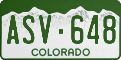 CO license plate ASV648