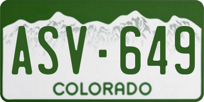CO license plate ASV649