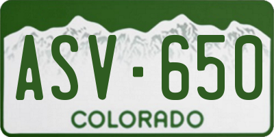 CO license plate ASV650