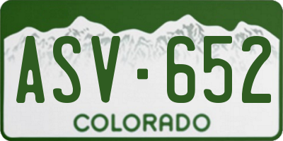CO license plate ASV652