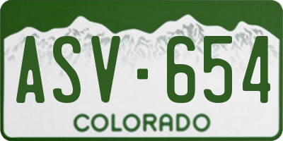 CO license plate ASV654