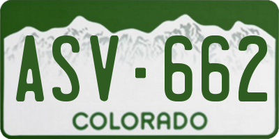 CO license plate ASV662