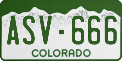 CO license plate ASV666
