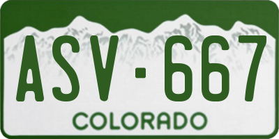 CO license plate ASV667