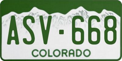 CO license plate ASV668