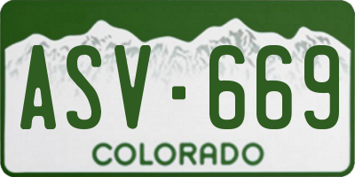 CO license plate ASV669