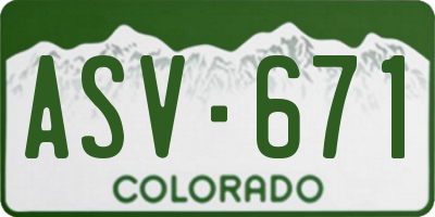 CO license plate ASV671