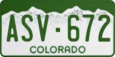 CO license plate ASV672