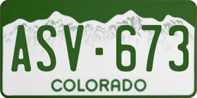CO license plate ASV673