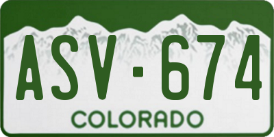 CO license plate ASV674
