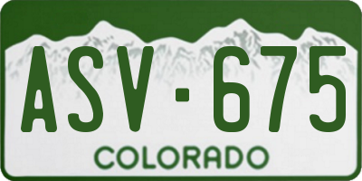 CO license plate ASV675
