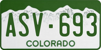 CO license plate ASV693