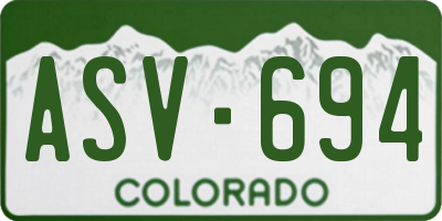 CO license plate ASV694