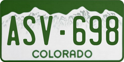 CO license plate ASV698