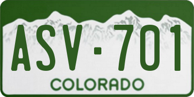 CO license plate ASV701