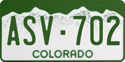 CO license plate ASV702