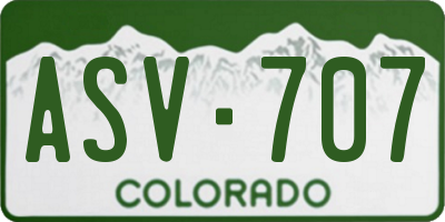 CO license plate ASV707