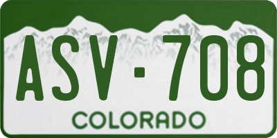 CO license plate ASV708