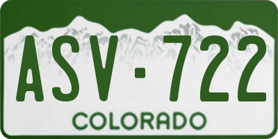 CO license plate ASV722