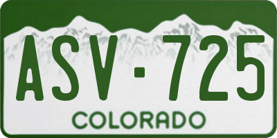 CO license plate ASV725