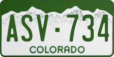 CO license plate ASV734