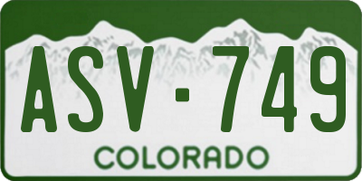 CO license plate ASV749