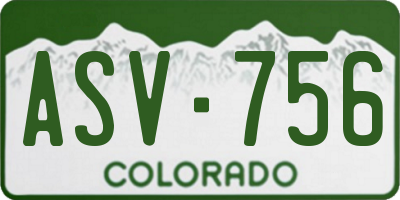 CO license plate ASV756