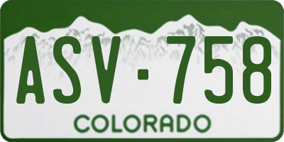 CO license plate ASV758