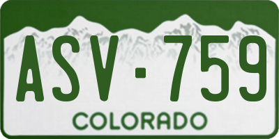 CO license plate ASV759