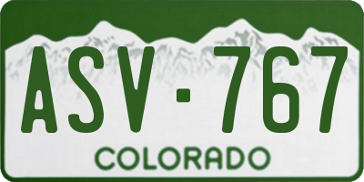 CO license plate ASV767