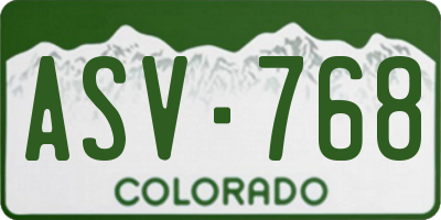 CO license plate ASV768