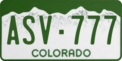 CO license plate ASV777
