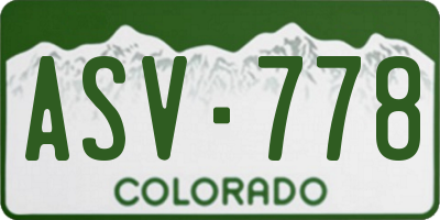 CO license plate ASV778