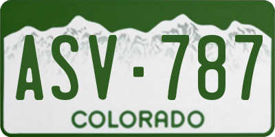 CO license plate ASV787