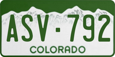 CO license plate ASV792