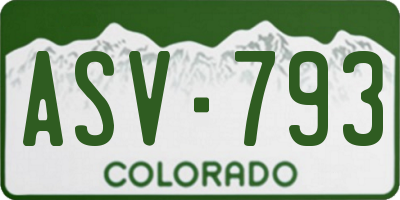 CO license plate ASV793