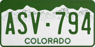 CO license plate ASV794
