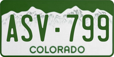 CO license plate ASV799