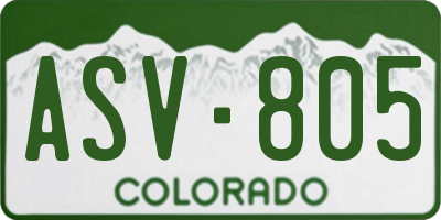 CO license plate ASV805