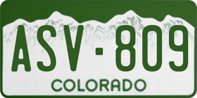 CO license plate ASV809