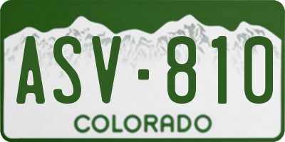 CO license plate ASV810
