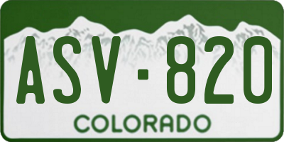 CO license plate ASV820