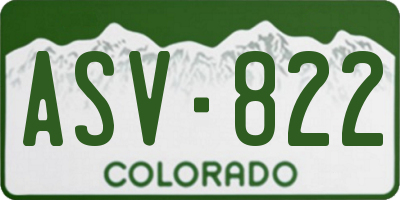 CO license plate ASV822