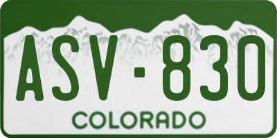 CO license plate ASV830