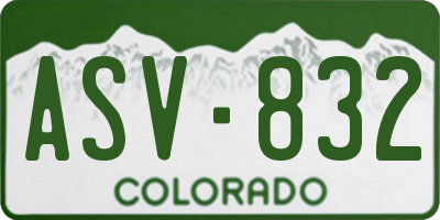 CO license plate ASV832