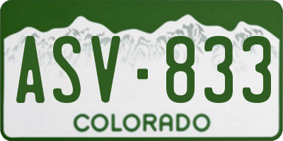 CO license plate ASV833